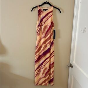 RACHEL Rachel Roy Peach, Pink and Purple Abstract Stripe Maxi Dress